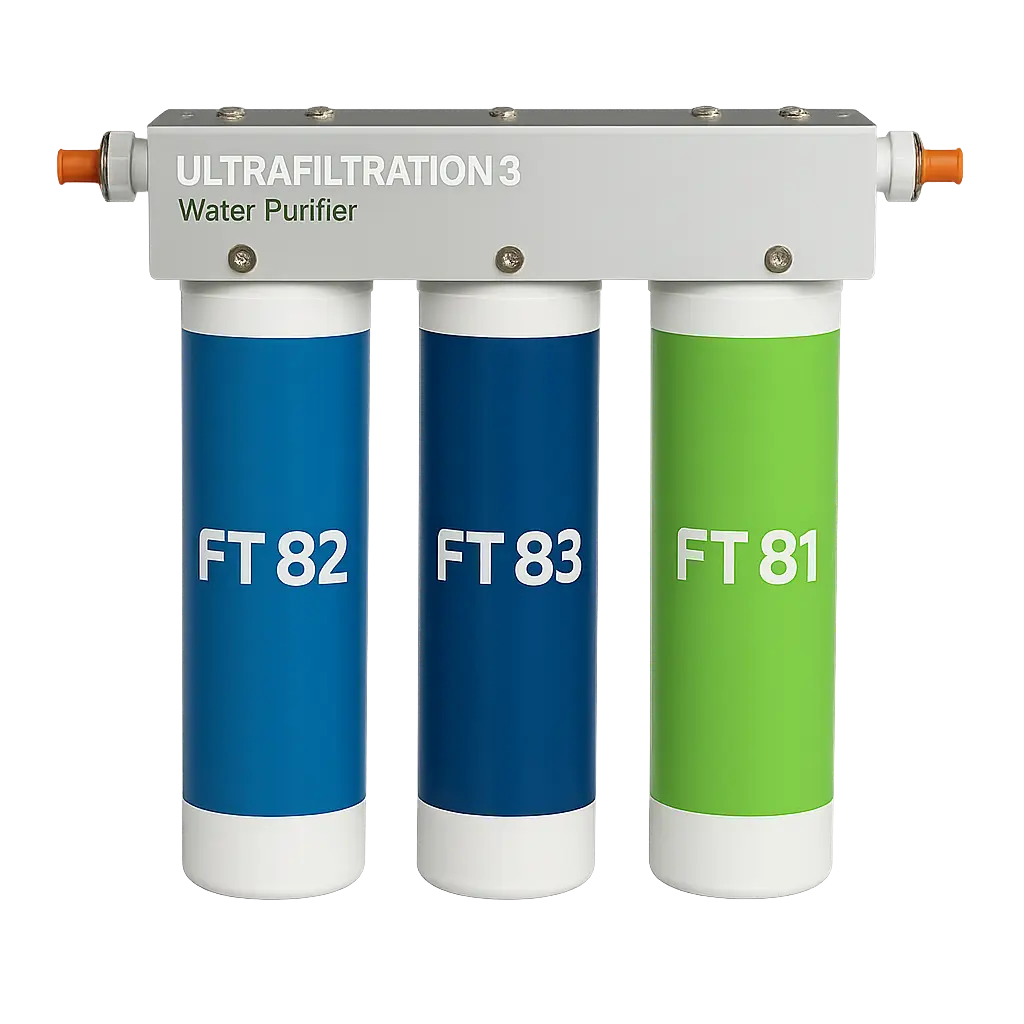 AORA FT-LINE 3 - Aktivkohle Wasserfilter System mit UF-Filtration - Untertisch-Filtersystem ohne Wasserhahn - wählbare Anschlussgrößen